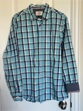 Flag & Anthem Teal Plaid Long-Sleeve Button-Down Shirt